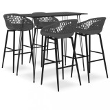 VidaXL Set mobilier de bar, 5 piese, negru și gri