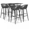 Set mobilier de bar, 5 piese, negru și gri