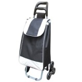 Cumpara ieftin Carucior cu sac pentru cumparaturi, cu 6 roti, sistem de urcare a scarilor, cu cadru de metal, margine de sprijin, negru
