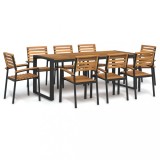 VidaXL Set mobilier de grădină, 9 piese, lemn masiv de acacia și metal