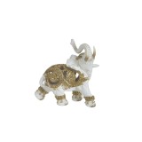 Elefant decor din rasina White Golden 15 cm x 7 cm x 15 cm, Inart