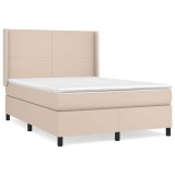 Cumpara ieftin Pat box spring cu saltea, cappuccino, 140x200cm piele ecologica
