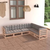 vidaXL Set mobilier de grădină cu perne, 6 piese, lemn masiv de pin 3076784