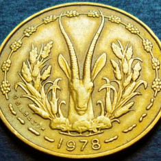 Moneda exotica 5 FRANCI - AFRICA de VEST, anul 1978 *cod 2144 = excelenta