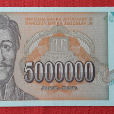 5.000.000 Dinara anul 1993 Bancnota 5 MILIOANE dinari - Iugoslavia - Jugoslavije