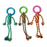 Set 3 jucarii pentru caini, multicolore, cu inel din cauciuc