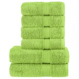 VidaXL Set de prosoape premium SOLUND, 6 piese, verde măr, 600 g/m&sup2;