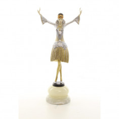 Dansatoare cu turban- statueta din bronz cu un soclu din jad EX-5 foto