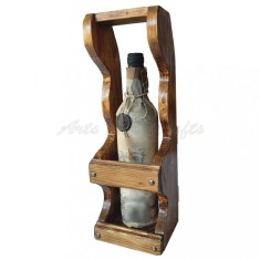 Suport din lemn, handmade, pentru o sticla de vin - cod aac0271