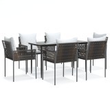 Set mobilier de gradina cu perne, 7 piese, poliratan si otel