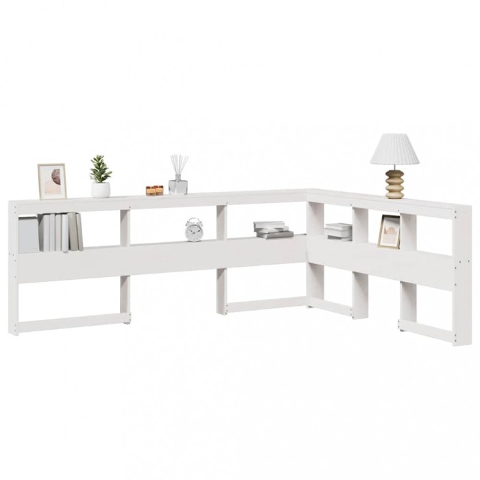 vidaXL Bibliotecă tăblie &icirc;n formă de L, alb, 140 cm, lemn masiv de pin 859281