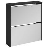 Cumpara ieftin Pantofar cu oglinda, 2 niveluri, negru, 63x17x67 cm