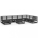 Cumpara ieftin Set mobilier de gradina, 9 piese, negru, lemn masiv de pin