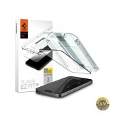 Folie de protectie Ecran Spigen EZ FIT pentru Apple iPhone 15 Pro Max Sticla Securizata Full Glue 2.5D Case Friendly Neagra AGL06879