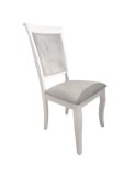 Scaun tapitat de living si bucatarie, AB Albert din lemn masiv, stofa,120 kg, 96x42x40 cm, alb/gri