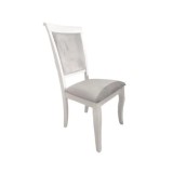Scaun tapitat de living si bucatarie, AB Albert din lemn masiv, stofa,120 kg, 96x42x40 cm, alb/gri