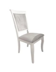 Scaun tapitat de living si bucatarie, AB Albert din lemn masiv, stofa,120 kg, 96x42x40 cm, alb/gri