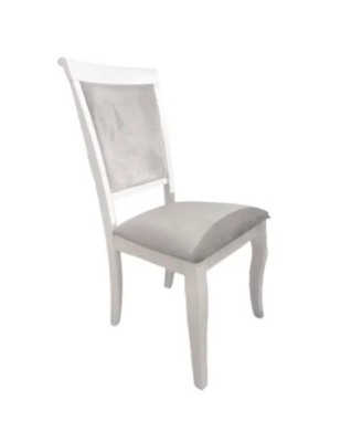 Scaun tapitat de living si bucatarie, AB Albert din lemn masiv, stofa,120 kg, 96x42x40 cm, alb/gri foto