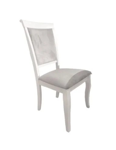 Scaun tapitat de living si bucatarie, AB Albert din lemn masiv, stofa,120 kg, 96x42x40 cm, alb/gri