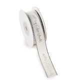 Rola panglica Craciun textil alb argintiu 10 m x 2 cm