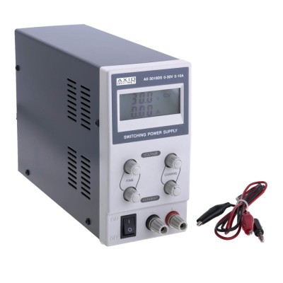 Sursa de alimentare, AXIOMET, AX-3010DS, LCD, 1 canale, pentru prototipare și testare rapidă a circuitelor, Setare tensiune cu buton rotativ foto
