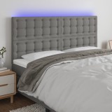 VidaXL Tăblie de pat cu LED, gri &icirc;nchis, 160x5x118/128 cm, textil