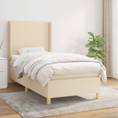 vidaXL Pat box spring cu saltea, crem, 80x200 cm, textil 3131790