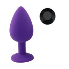 Dop Anal Silicone Buttplug, Medium, Mov/Negru, Guilty Toys
