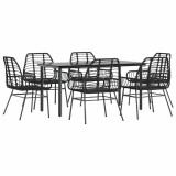 Cumpara ieftin Set de sufragerie de gradina 7 piese sticla neagra polirattan