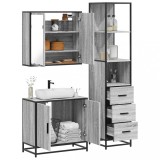 Gossi set mobilier de baie, 3 piese, gri sonoma, lemn prelucrat
