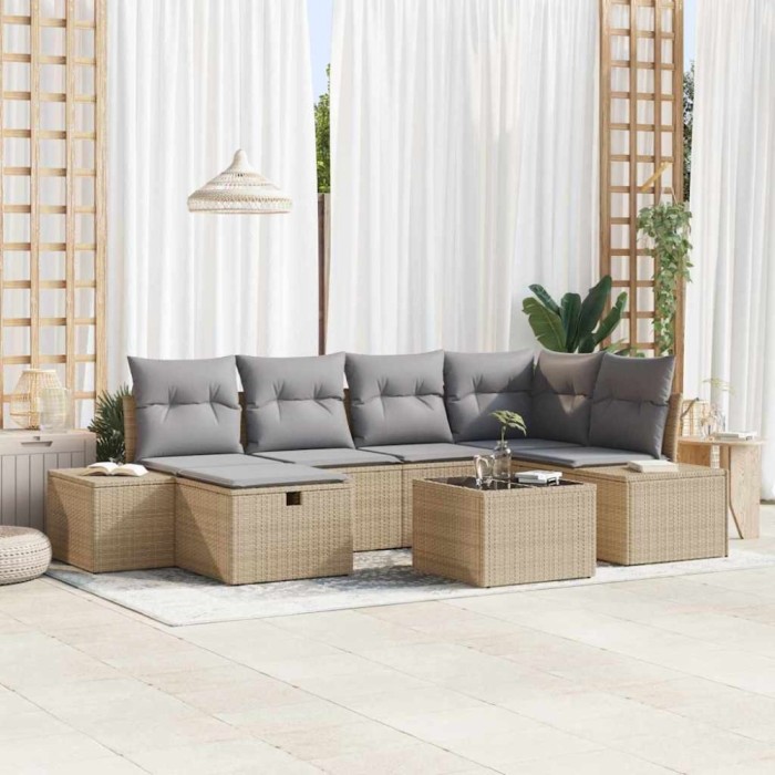vidaXL Set de canapele pentru grădină 7 pcs Bej 55 x 62 x 69 cm 3360721