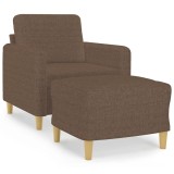 Cumpara ieftin Fotoliu canapea cu taburet, maro, 60 cm, material textil