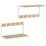 VASAGLE Set 2 cuiere cu rafturi perete, PAL si otel, 50x24x27 cm, stejar, alb Household NewTrend