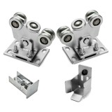 Set 2 carucioare cu 5 role pentru poarta culisanta, accesorii, sina 60x60x3.5 mm, otel galvanizat