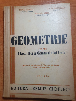 manual geometrie pentru clasa a 2-a a gimnaziului unic din anul 1947-editia 1 foto