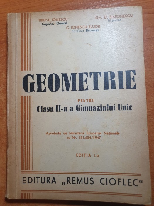 manual geometrie pentru clasa a 2-a a gimnaziului unic din anul 1947-editia 1