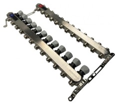 Distribuitor Inox 1&quot; Roval Tur-Retur cu 5, 6, 7, 8, 9, 10, 11 si 12 Circuite Pentru Radiatoare Calorifere