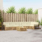 vidaXL Set mobilier gradina 7 piese lemn masiv acacia perne alb crem terasa
