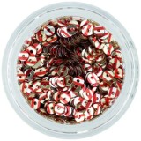 Paiete rotunde &icirc;n formă de disc - argintii cu dungi roşii, INGINAILS