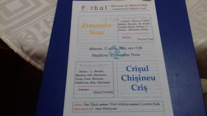 program Zimandu Nou - Crisul Ch. Cris