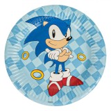 Set Farfurii Carton, Sonic, 18cm, Albastru, 6 Bucăți, Oem