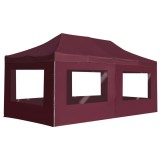 Cort de petrecere pliabil cu pereți, roșu vin, 6x3 m, aluminiu