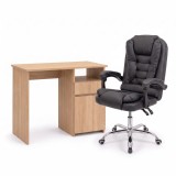 Set de birou Family Pro 100x50x74 cm cu scaun rotativ Optima, stejar Sonoma-negru