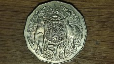 Australia - moneda de colectie uriasa - 50 cents / centi 1969 - Elisabeta II - dodecagonala, senzationala! cangur &amp; emu !
