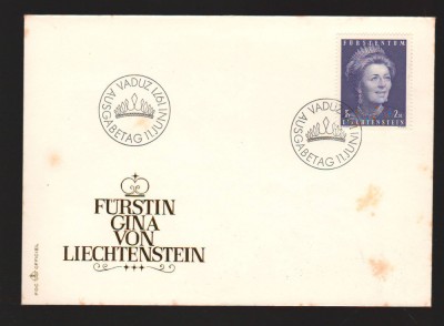 CPIB17034 INTREG POSTAL - FURSTIN GINA V0N LIECHTENSTEIN, FDC, 1971 foto