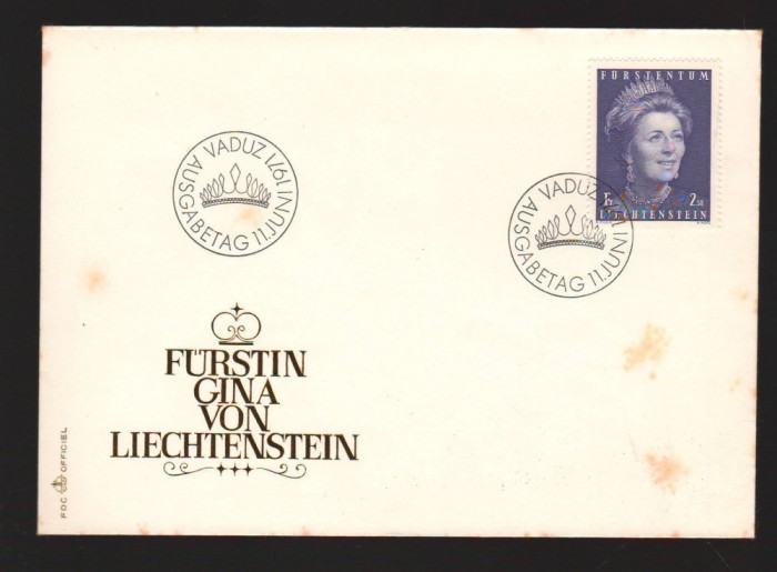 CPIB17034 INTREG POSTAL - FURSTIN GINA V0N LIECHTENSTEIN, FDC, 1971