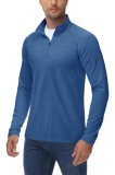 Tricou polar bărbați cu jumatate de fermoar, m&acirc;neci lungi, pentru alergare, jogging, schi și sport