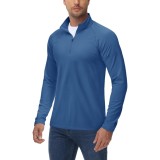 Tricou polar bărbați cu jumatate de fermoar, m&acirc;neci lungi, pentru alergare, jogging, schi și sport