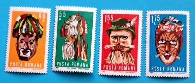 TIMBRE ROM&amp;Acirc;NIA LP 714/1968 -Măști folclorice- Set de 10 serii simple -MNH foto