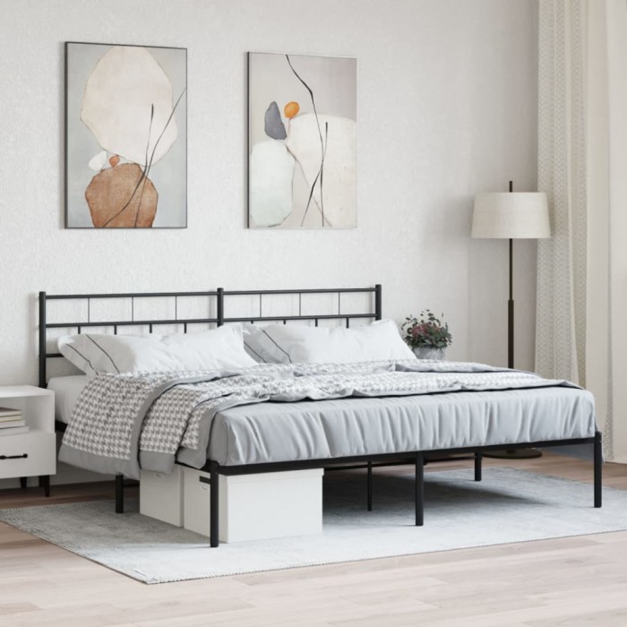 vidaXL Cadru de pat metalic cu tăblie, negru, 180x200 cm 355663